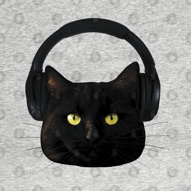 Cat with Headphones by SPACE ART & NATURE SHIRTS 